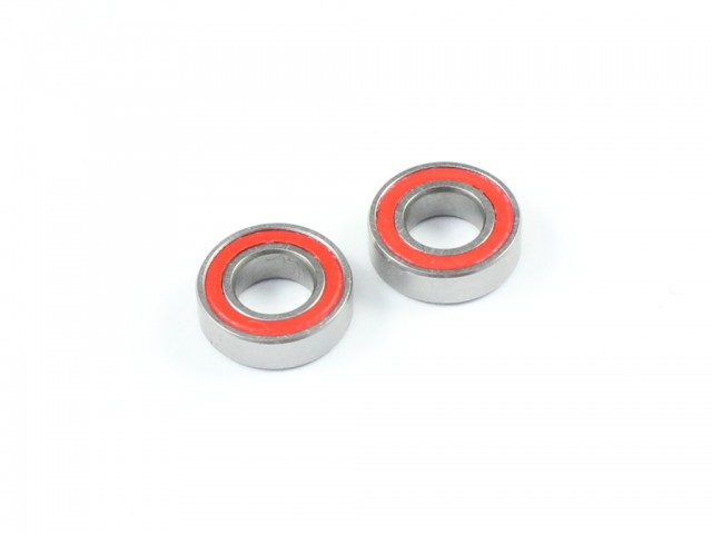 Radtec - 5x10x3mm High Grade Ball Bearings, 2 pcs, Red Rubber Seal (BB-10001)